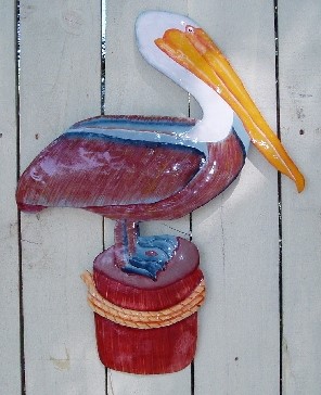 18" Metal Brown Pelican Wall Decor
